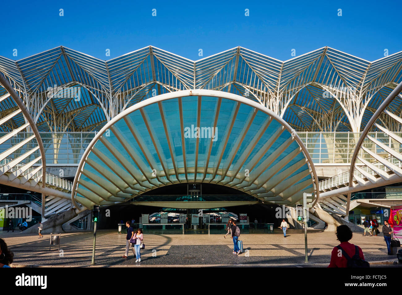 Portugal, Lisbon, Parque das Nações, Park of Nations, Gare do Oriente or Oriente railway station, designed by par Santiago Calat Stock Photo