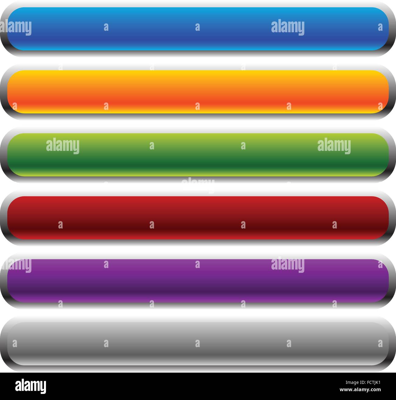 Set of rectangular buttons with rounded corners. Colorful banner