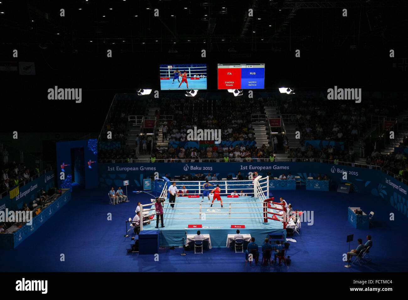 A general view of the boxing. Crystal Hall. Baku2015. 1st European Games.  Baku. Azerbaijan. 22/06/2015 Stock Photo - Alamy