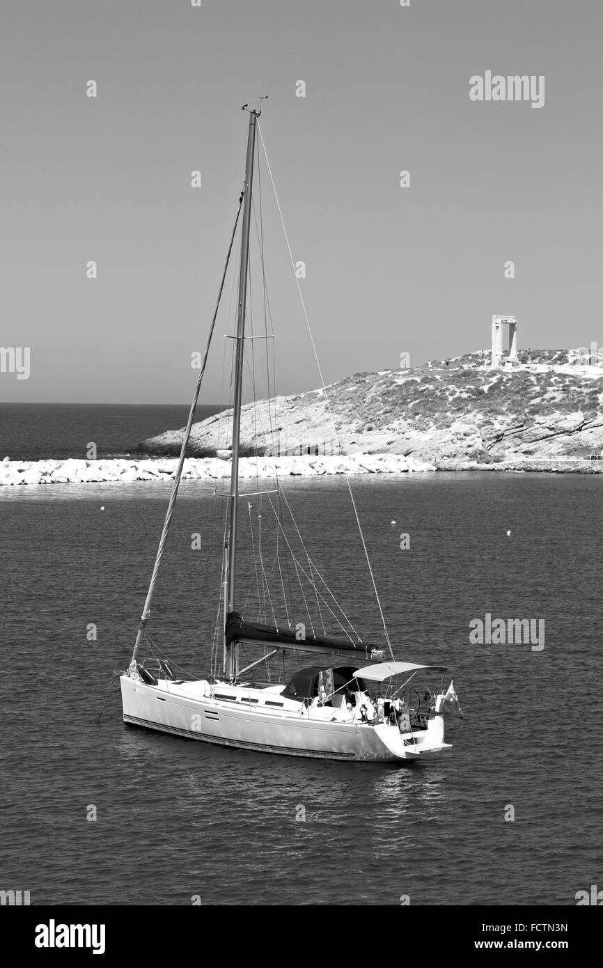 from       the    boat greece islands in     mediterranean sea and sky Stock Photo
