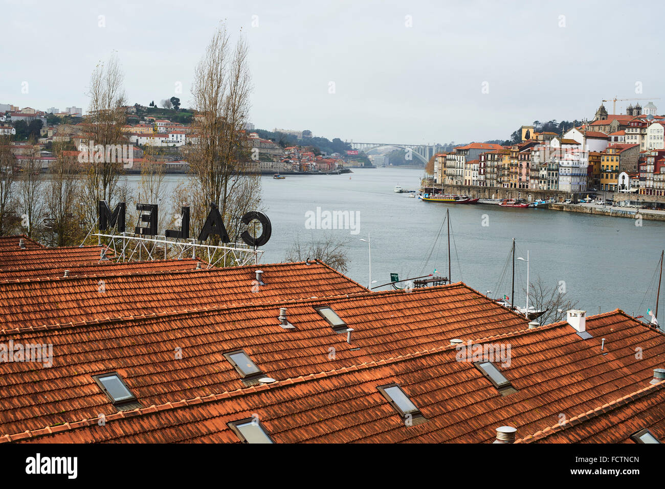 River Douro and Porto Cityscape, Portugal, Europe Stock Photo