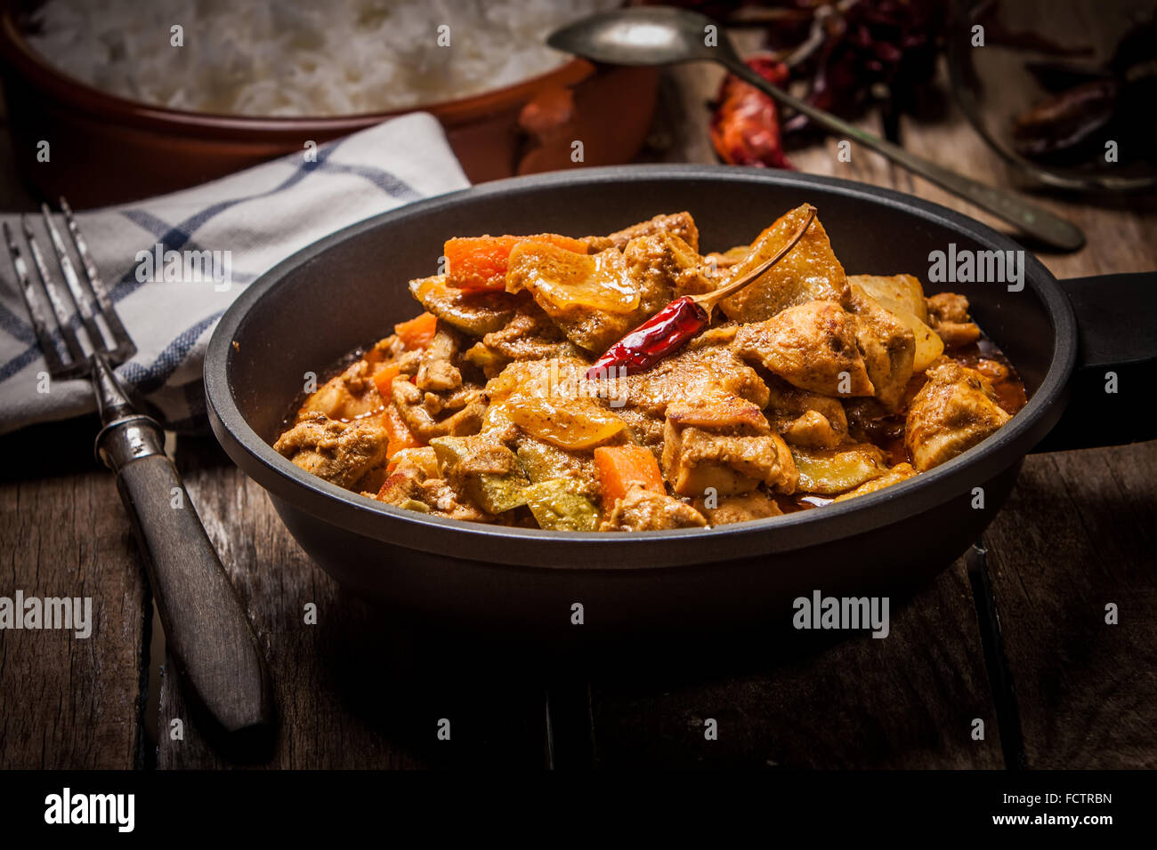 butter chicken curry indian style with basmati rice Stock Photo Alamy