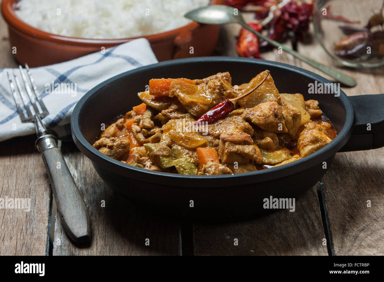 butter chicken curry indian style with basmati rice Stock Photo Alamy