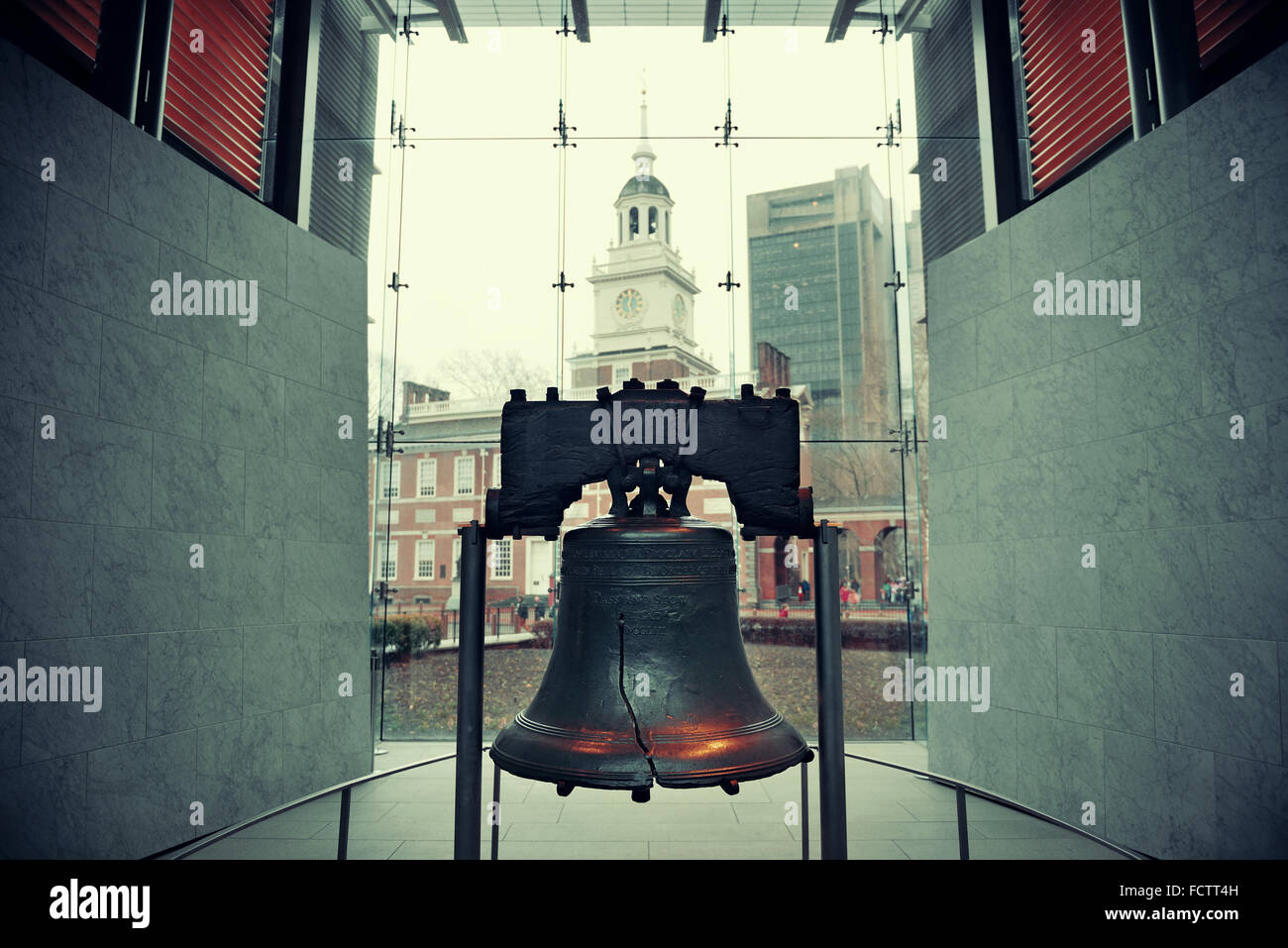 Liberty Bell and Independence Hall in Philadelphia Stock Photo