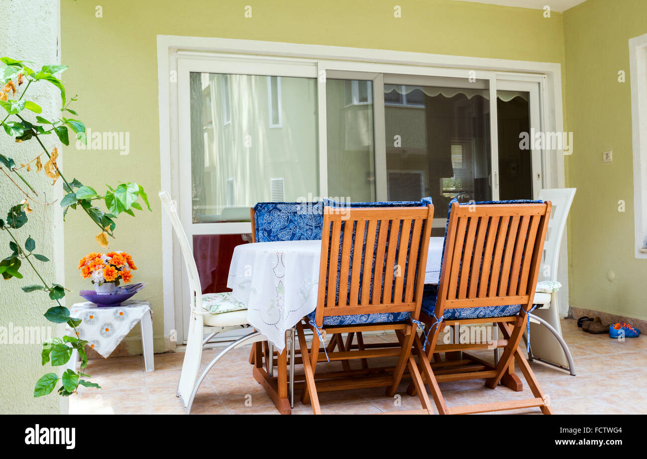 garden furniture on the terrace Stock Photo - Alamy