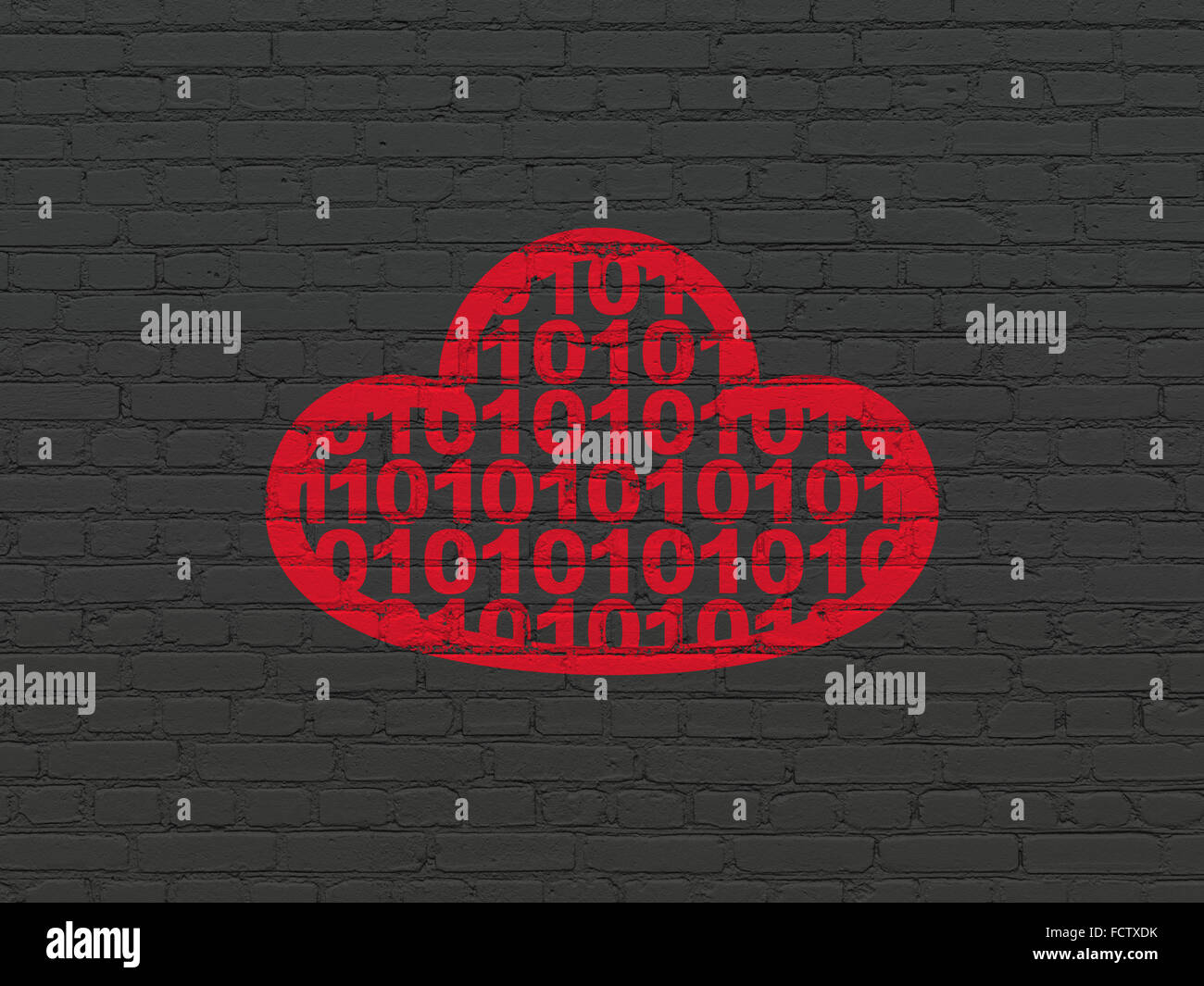 Cloud technology concept: Cloud With Code on wall background Stock ...
