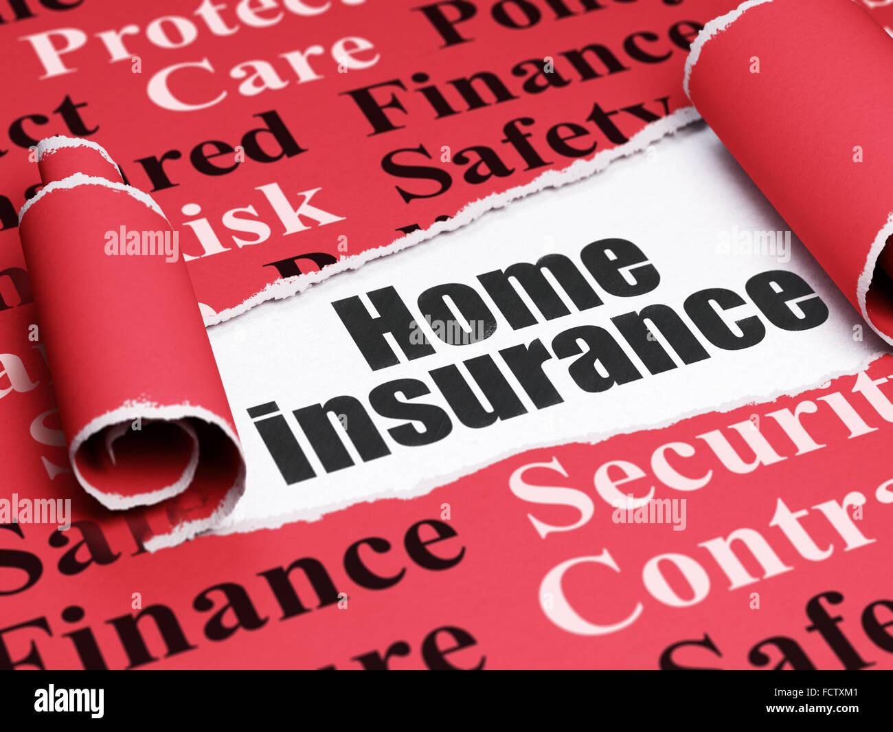 Insurance concept: black text Home Insurance under the piece of  torn paper Stock Photo