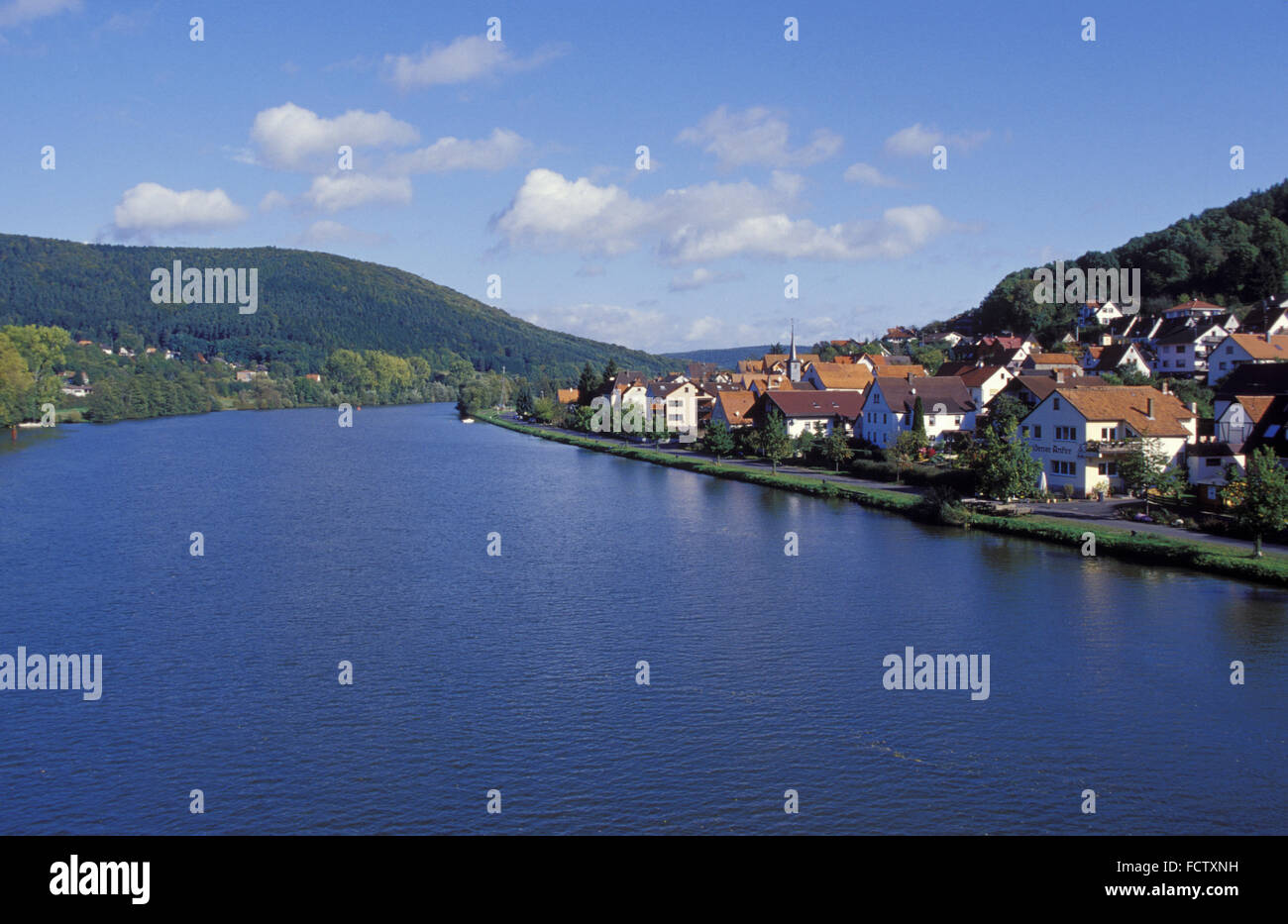 DEU, Germany, Bavaria, the river Main at Erlach at the Spessart, Stock Photo