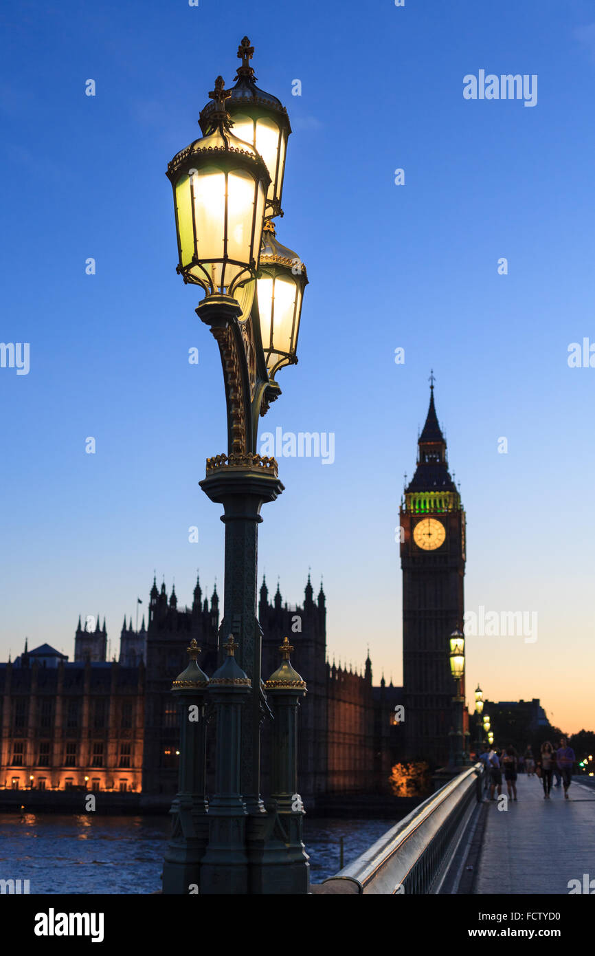 Street lamp with Big Ben in Westminster, London Stock Photo