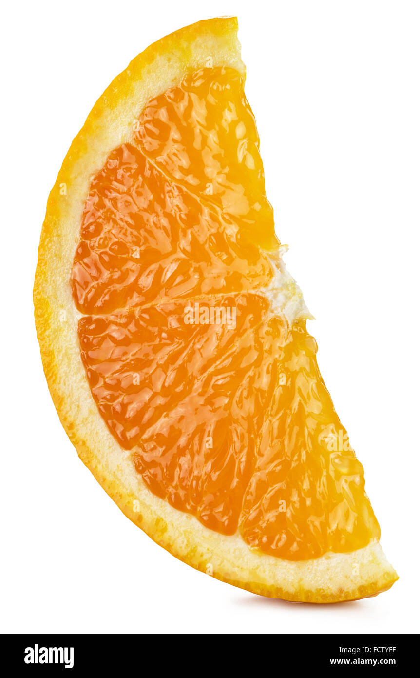 Segment of orange fruit. File contains clipping paths. Stock Photo