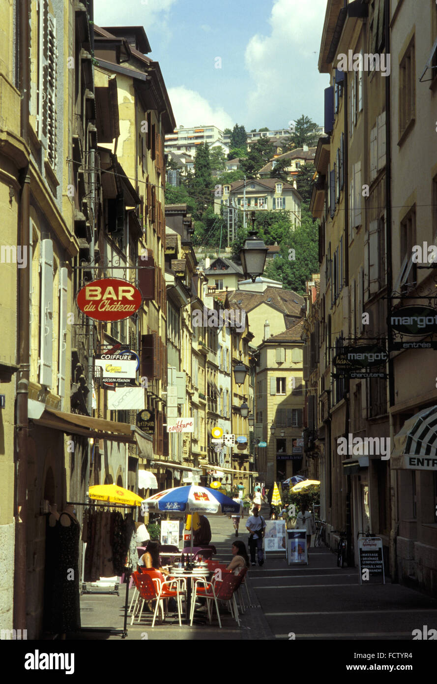 CHE, Switzerland, Neuchatel, Rue des Moulins.  CHE, Schweiz, Neuchatel, Due des Moulins. Stock Photo