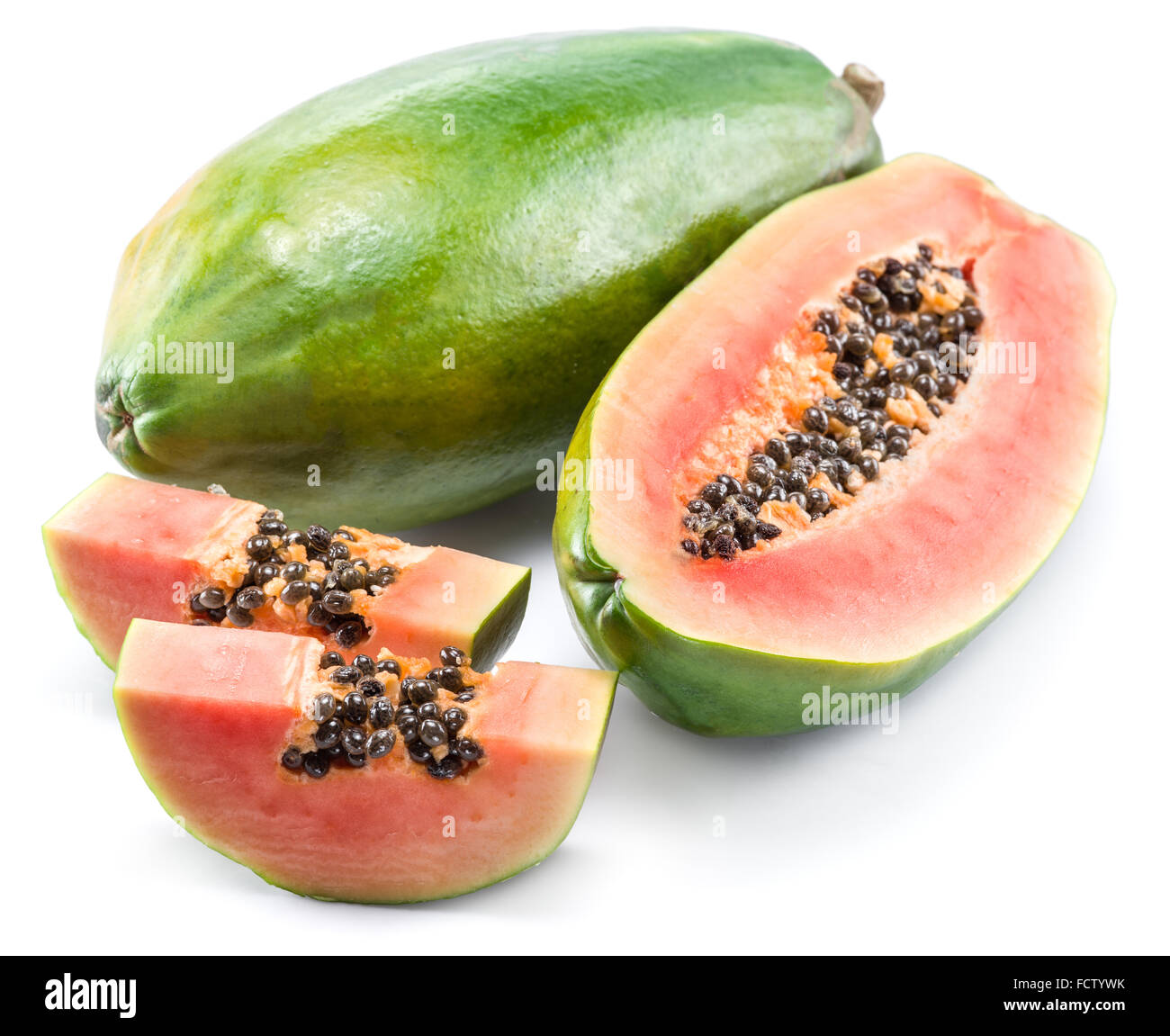 Papaya fruit isolated on a white background. Stock Photo
