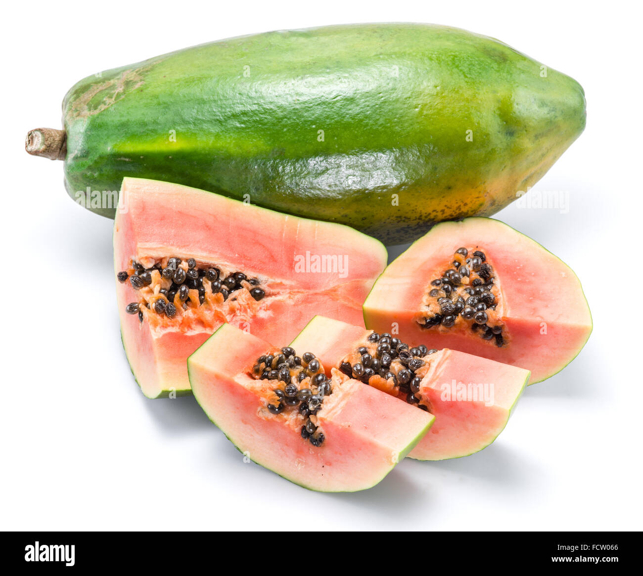 Papaya fruit isolated on a white background. Stock Photo