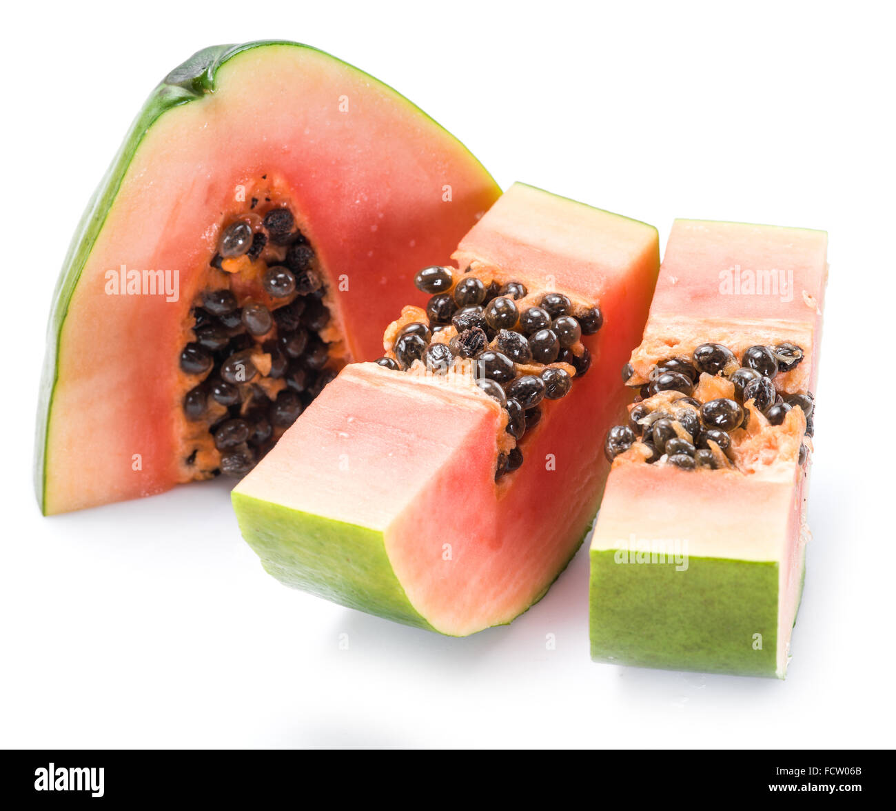 Papaya fruit isolated on a white background. Stock Photo