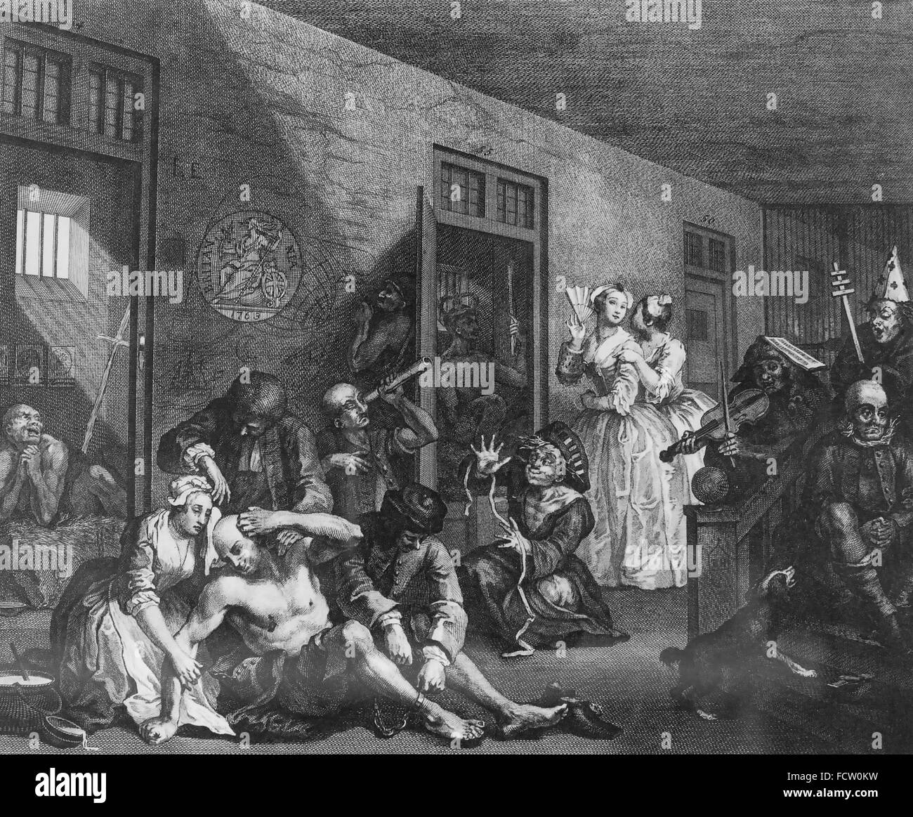 BETHLEM ROYAL HOSPITAL Bedlam as engraved by Hogarth for his Rake's