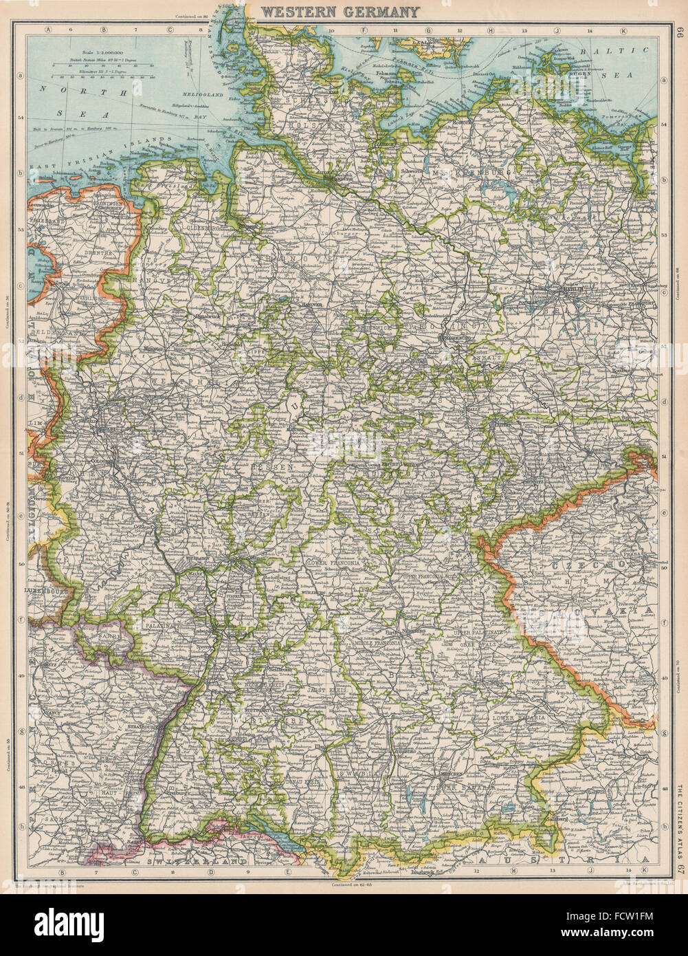 WESTERN GERMANY: Shows Saarbeckengebiet under League of Nations mandate 1924 map Stock Photo