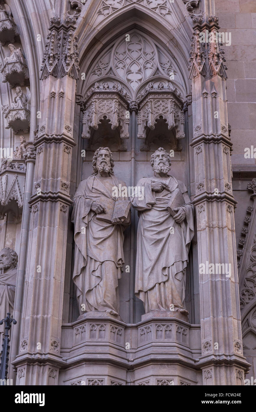 Detail Barcelona Cathedral of Barcelona in Catalonia, Spain Stock Photo