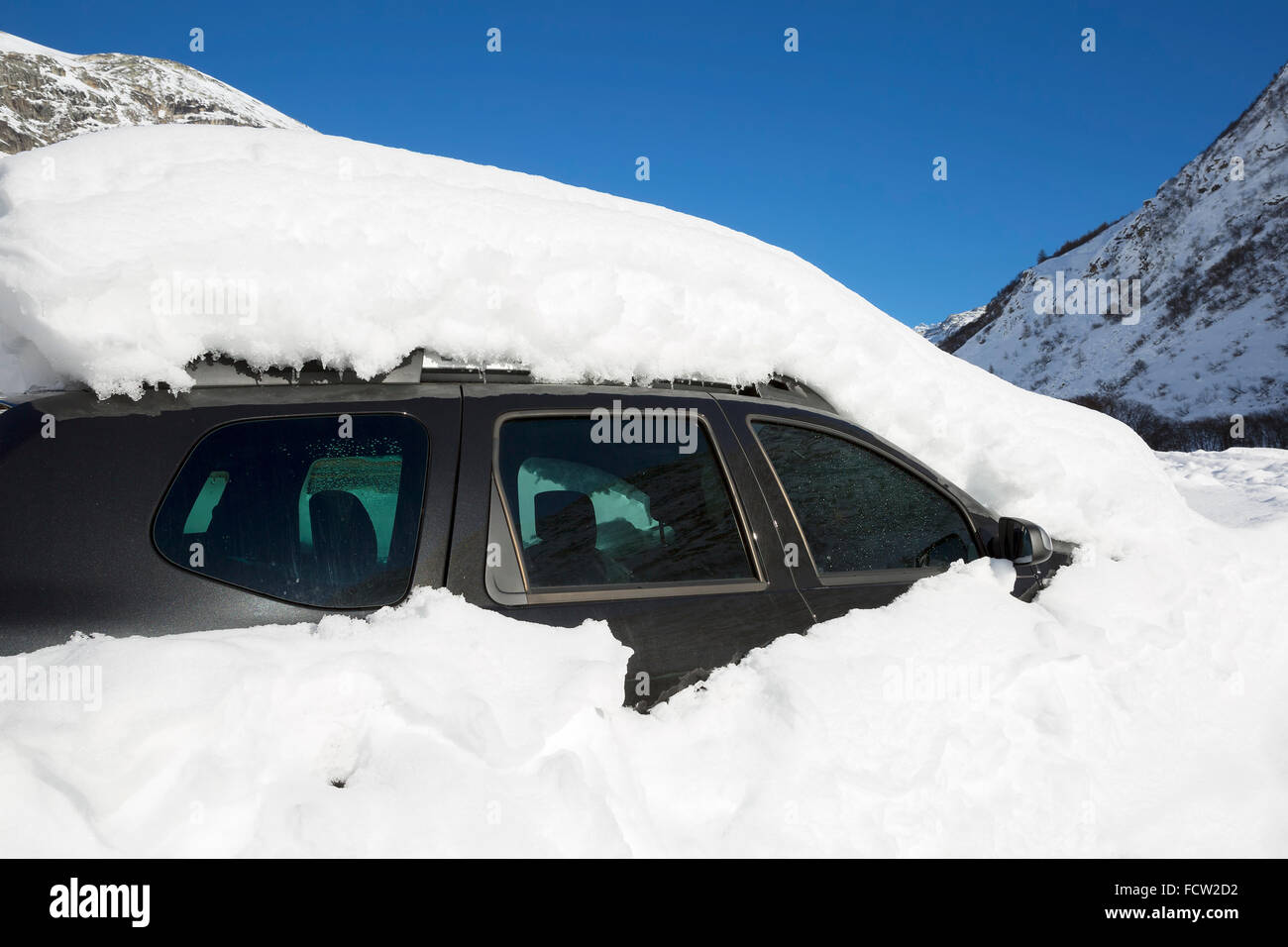 A car under the snow Stock Photo