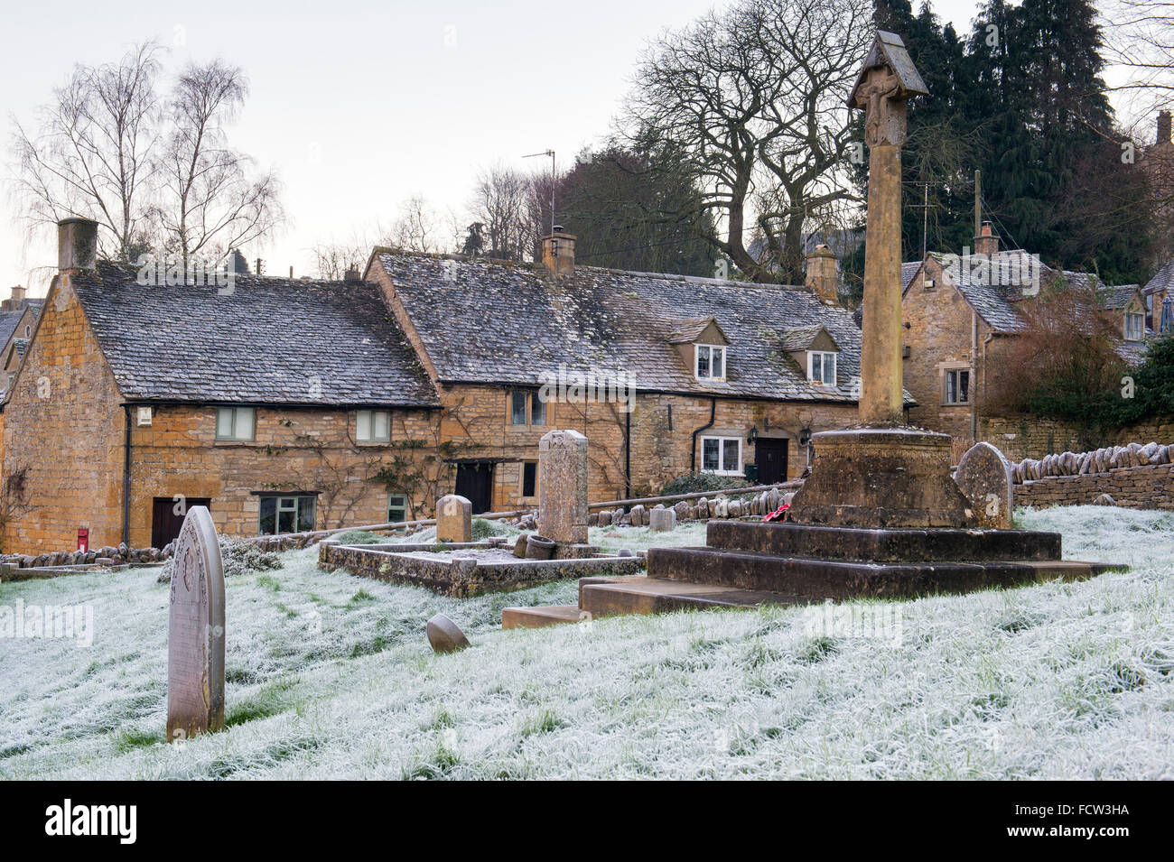 Early morning winter frost in the village of Snowshill Cotswolds, Gloucestershire, England Stock Photo