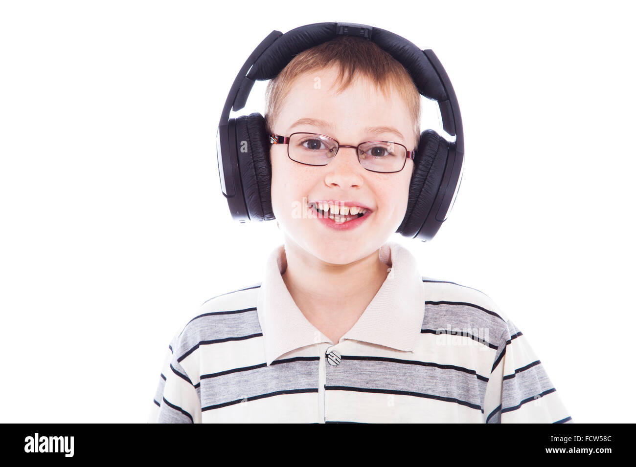 The young boy listening to music Stock Photo - Alamy