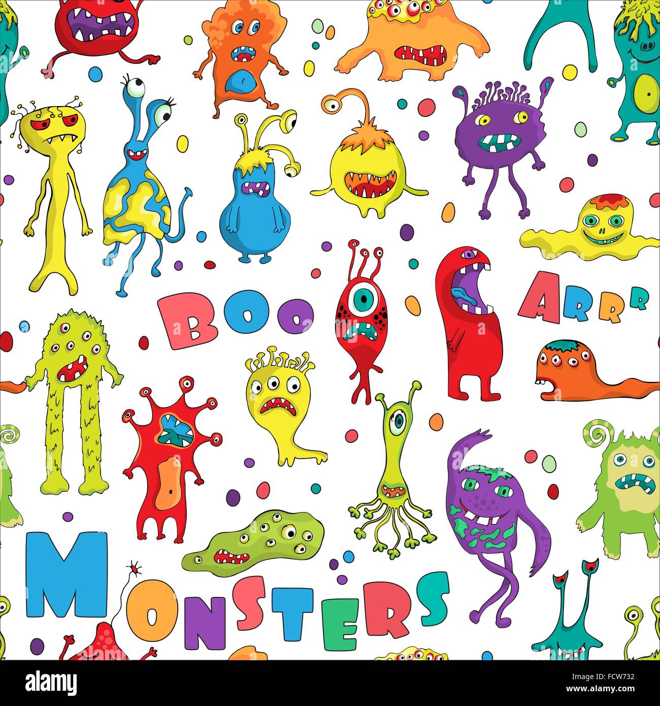 Monster seamless pattern. Stock Vector