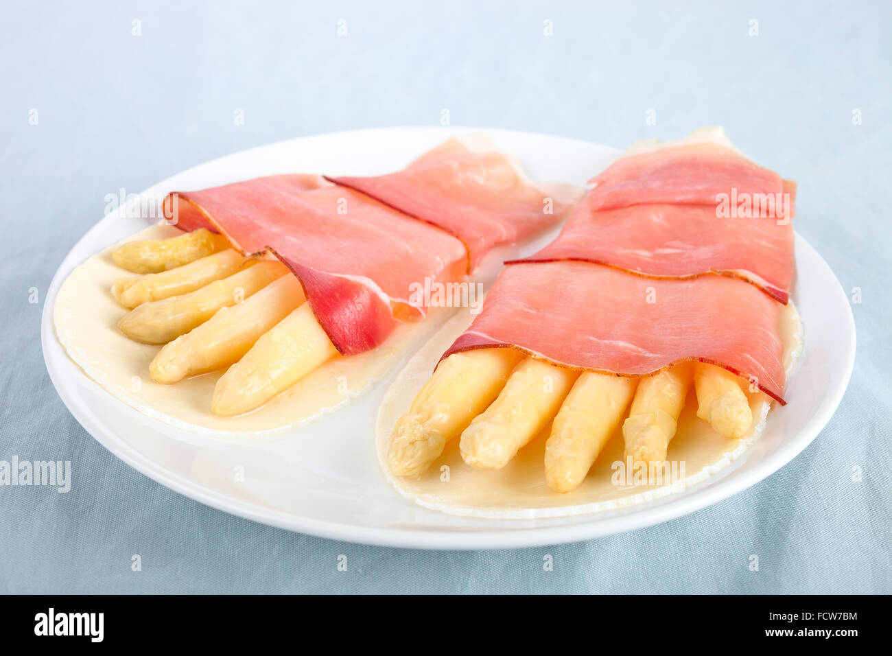 Funny food, asparagus ham feet Stock Photo