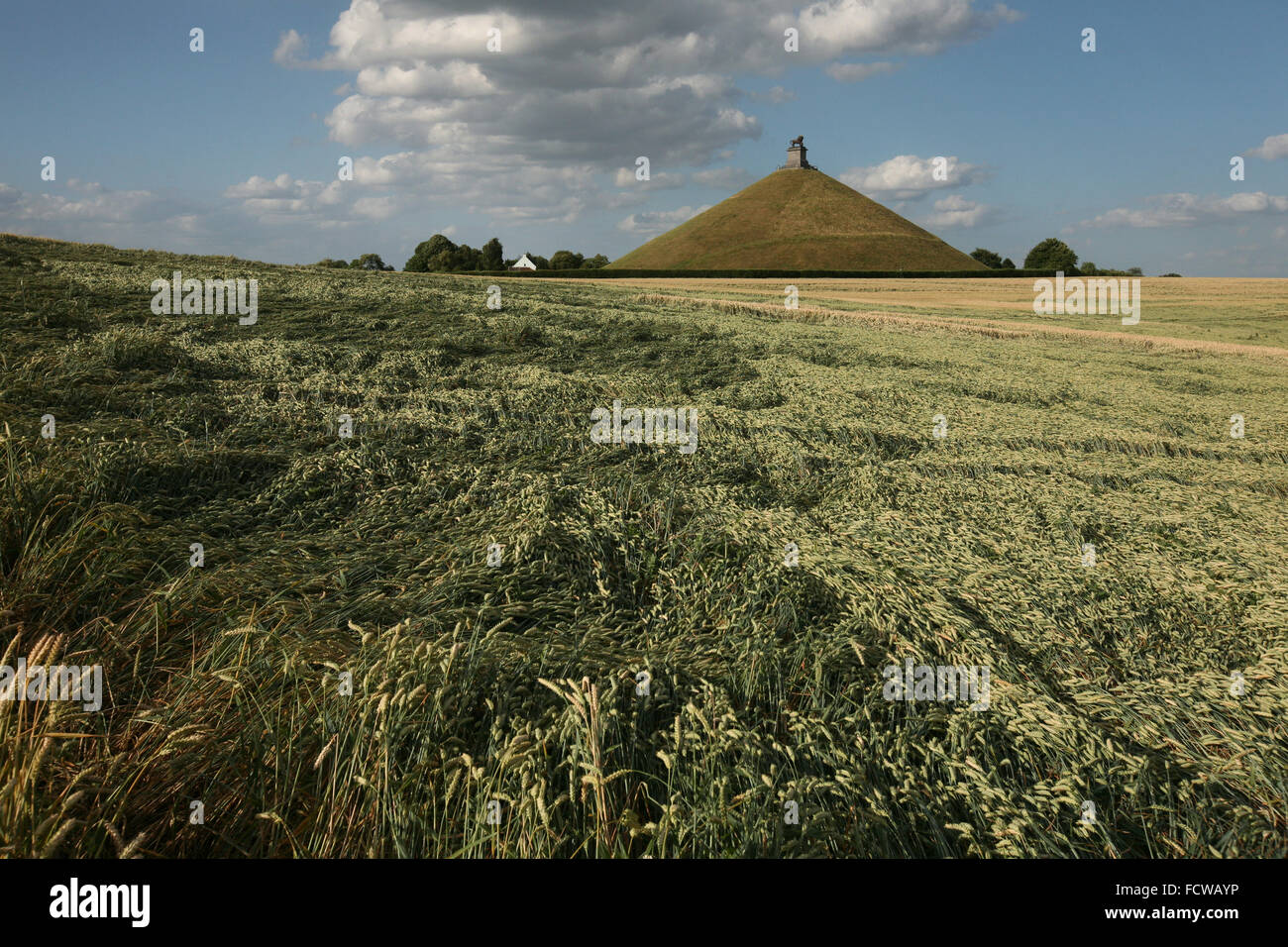 Lion's Mound over the battlefield of the Battle of Waterloo (1815) near Brussels, Belgium. Stock Photo