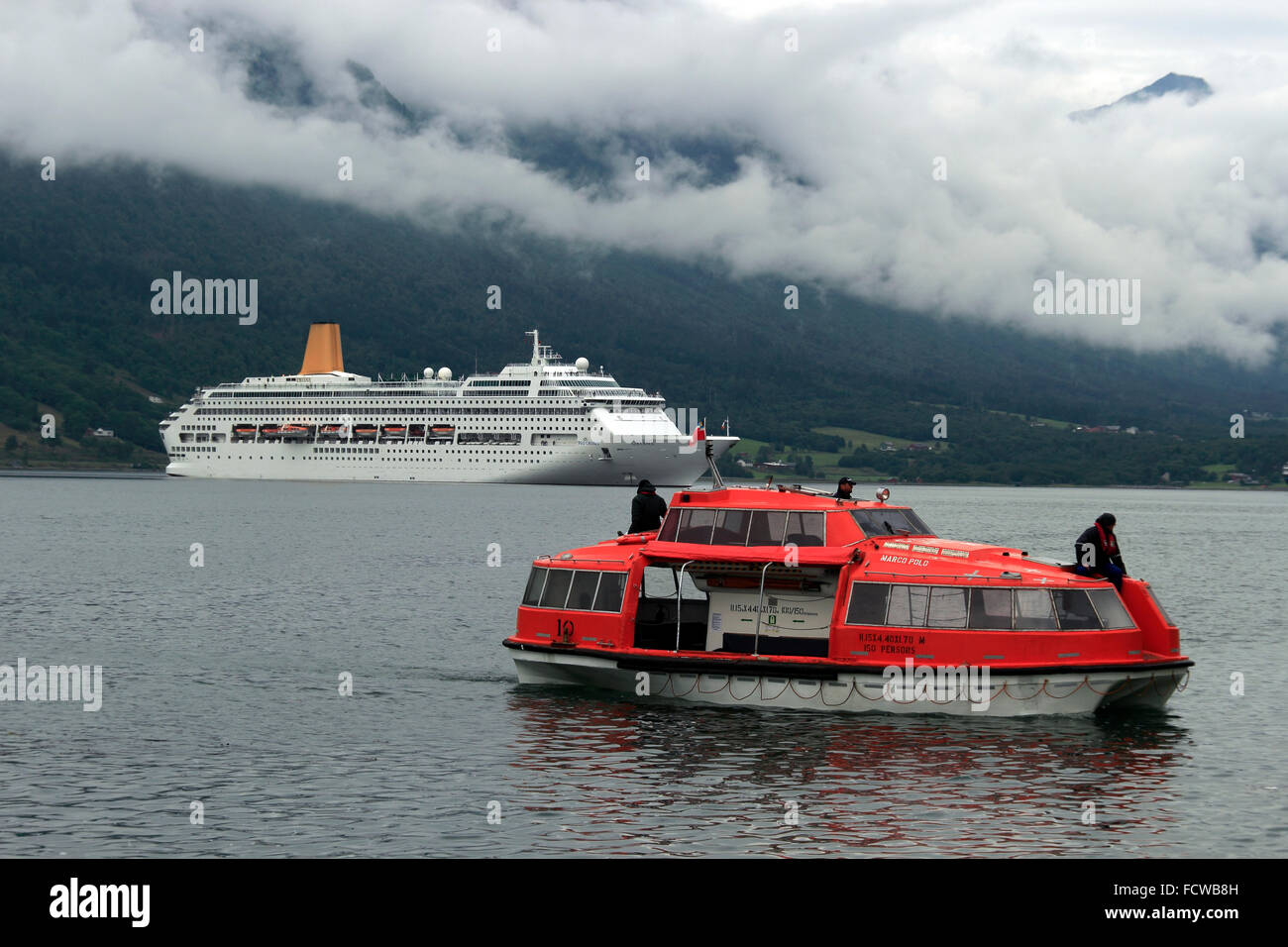 Cruise ship tender, Andalsnes, Norway, Scandinavia, Europe Stock Photo
