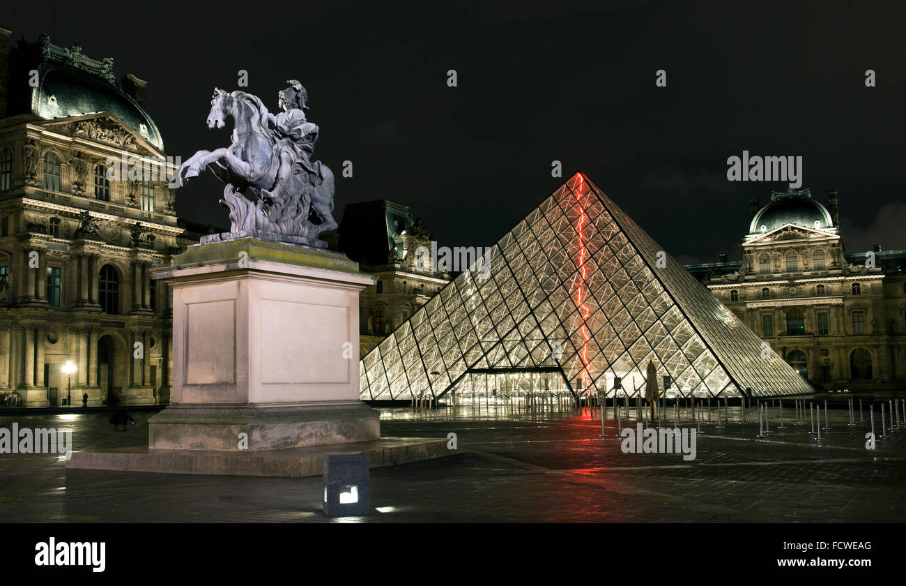 The Pyramid at The Louvre Palace, Paris, France, Europe. Stock Photo