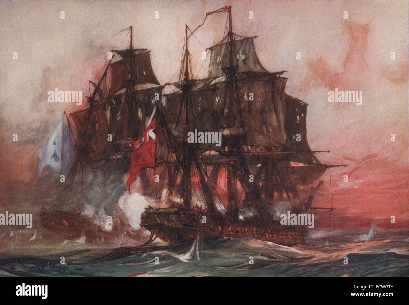 ROYAL NAVY: 'Saucy Arethusa's' duel with the French 'Belle Poule' 1778, 1901 Stock Photo