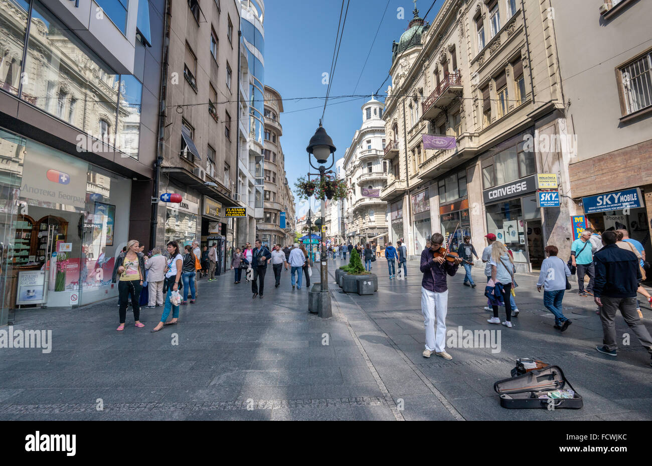 Pedestrian street of Kneza Mihaila in Belgrade, Serbia Stock Photo