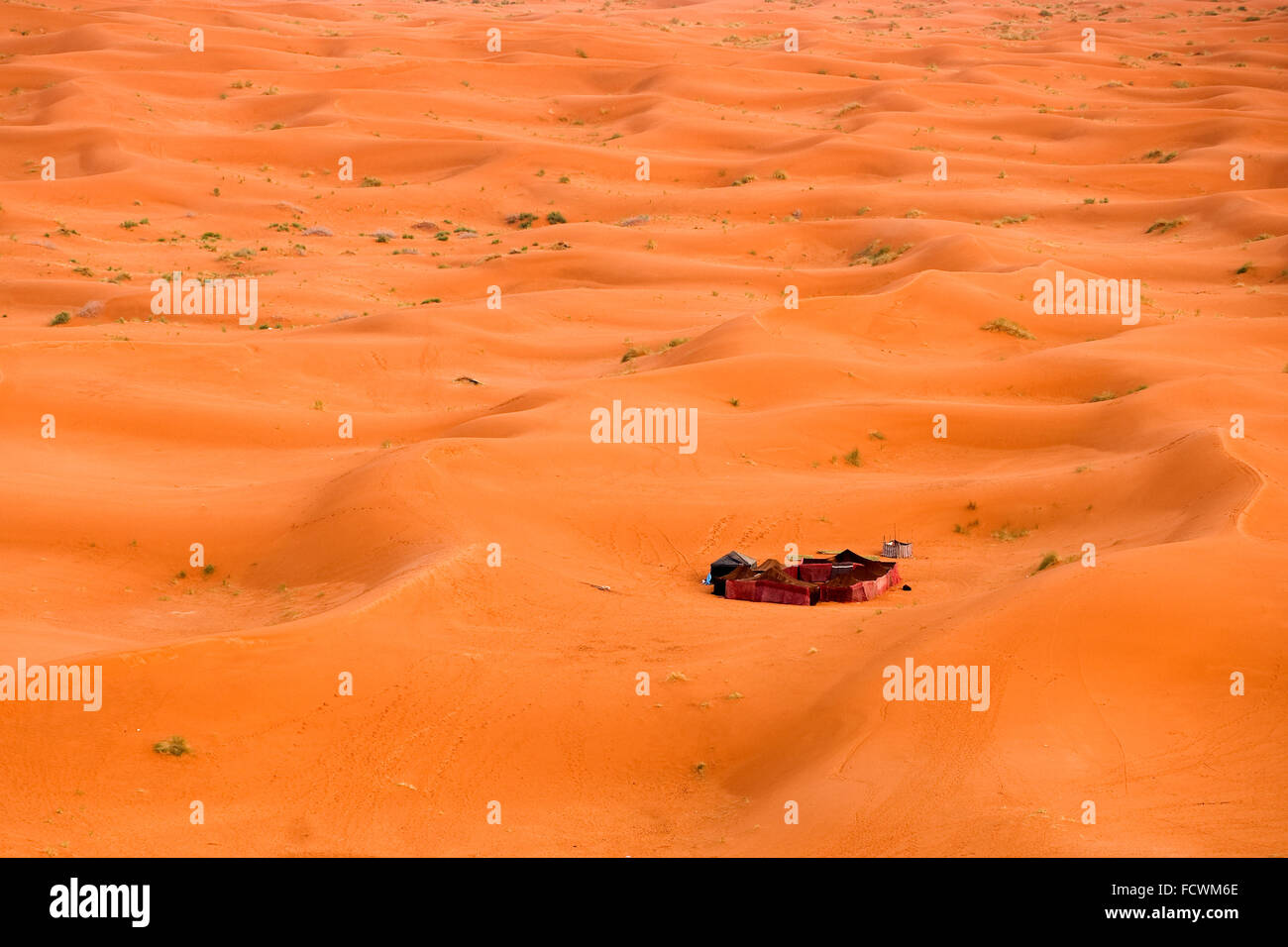 A bedouin tent camp in the desert Stock Photo