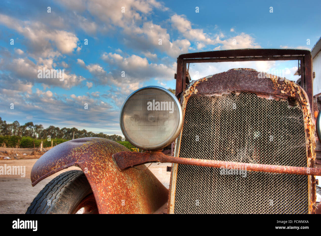 Old and rustic auto grill Stock Photo