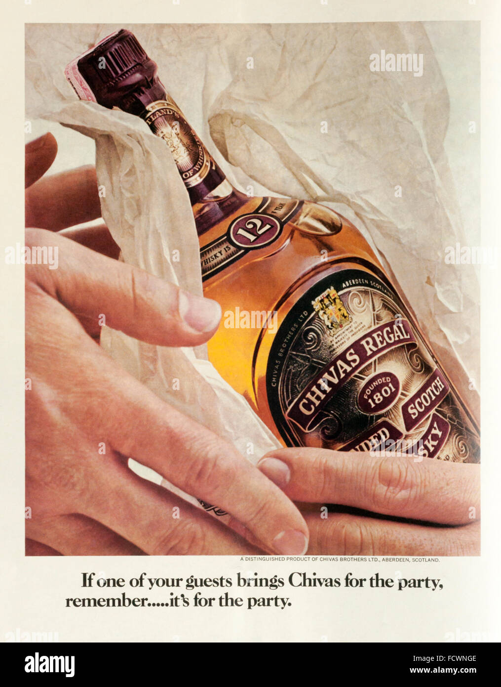 1970s magazine advertisement advertising Chivas Regal Scotch Whisky. Stock Photo