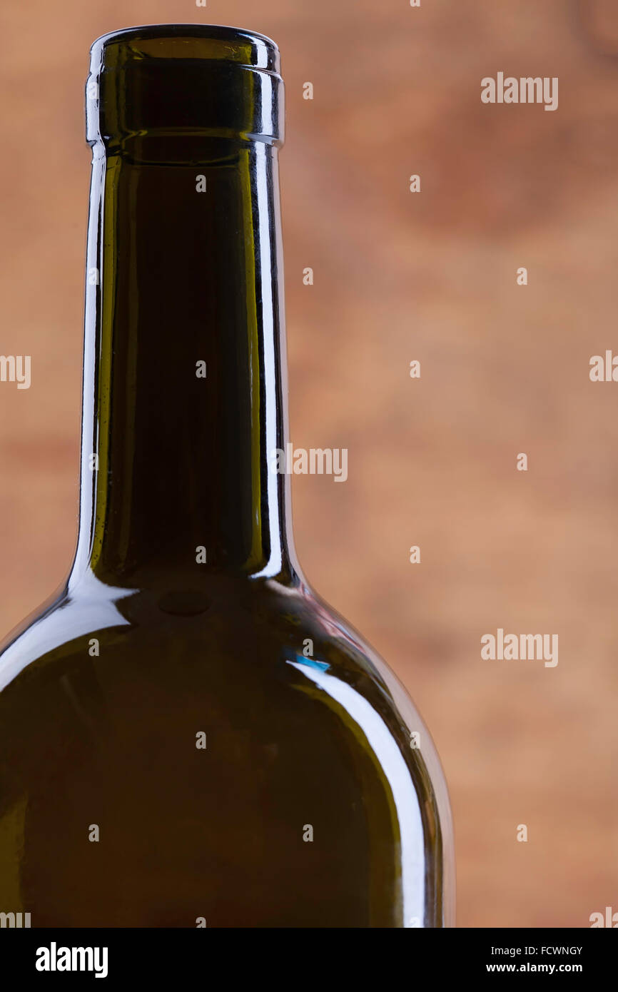Perfect wine bottle silhouette on wood background Stock Photo