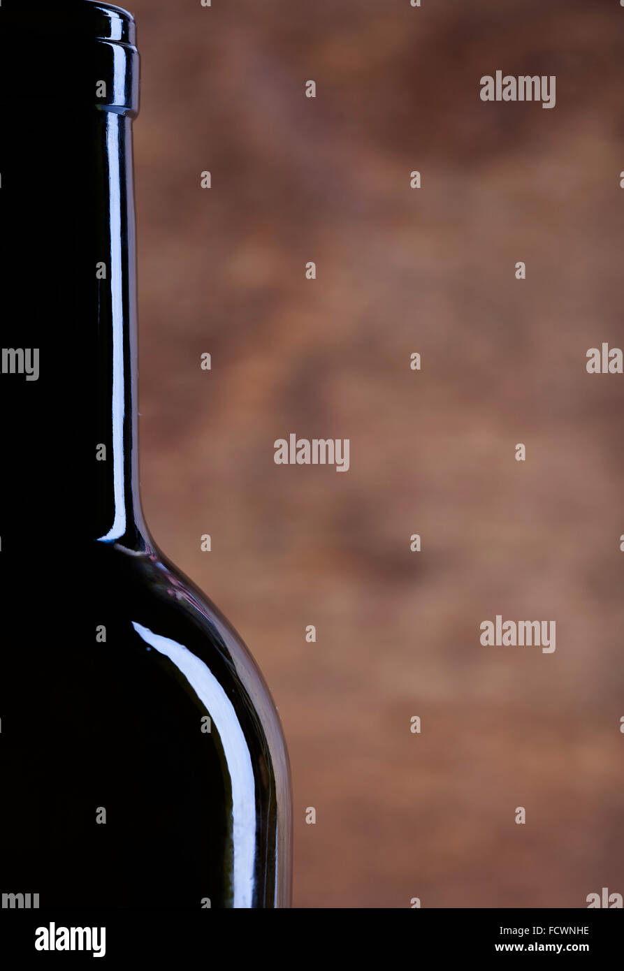 Perfect wine bottle silhouette on wood background Stock Photo