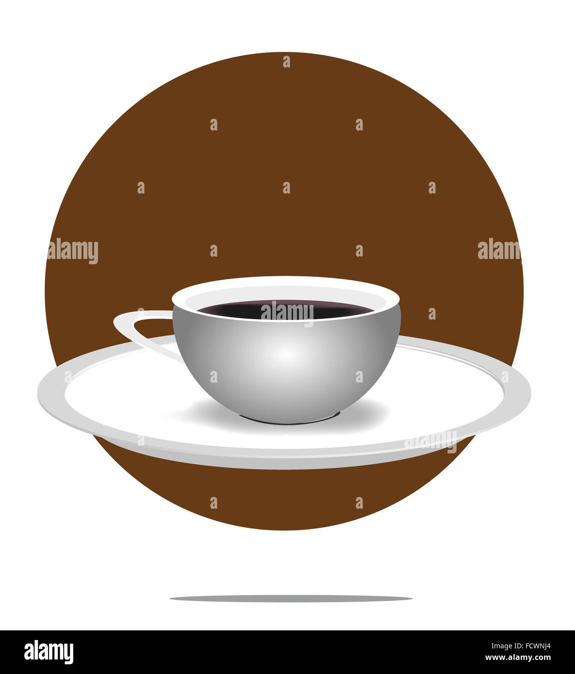 Metal coffee maker and a pattern of coffee beans in the shape of a circle  on a gray background with Stock Photo by Artjazz