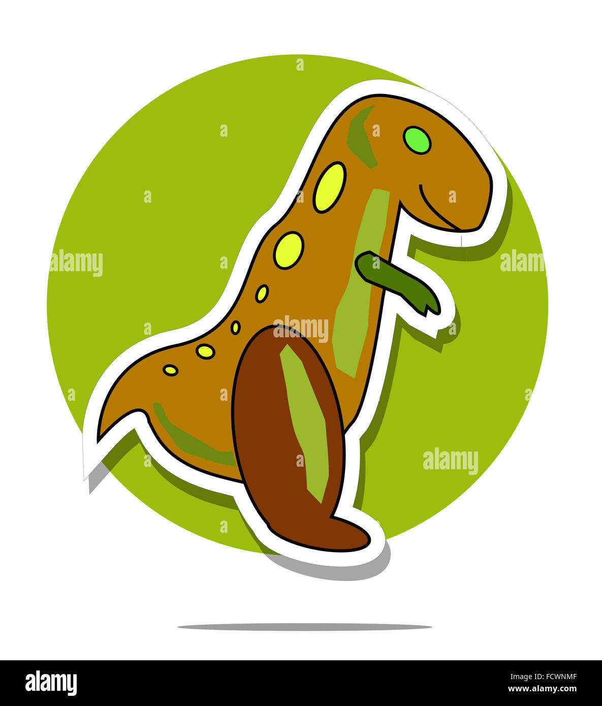 Illustration of dino tyrannosaurus with green circle background Stock Photo