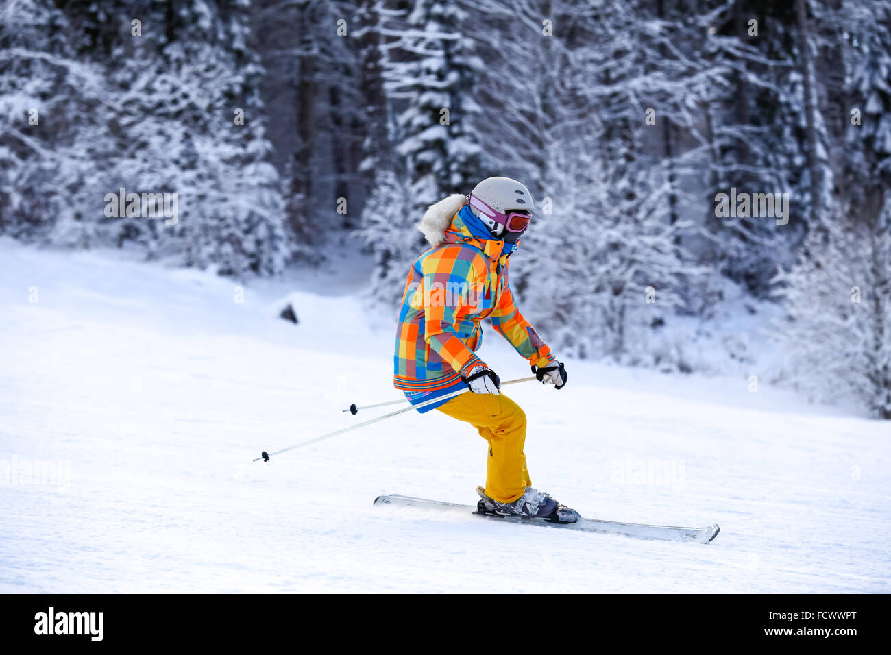 Ski rider in motion winter mountains Stock Photo - Alamy