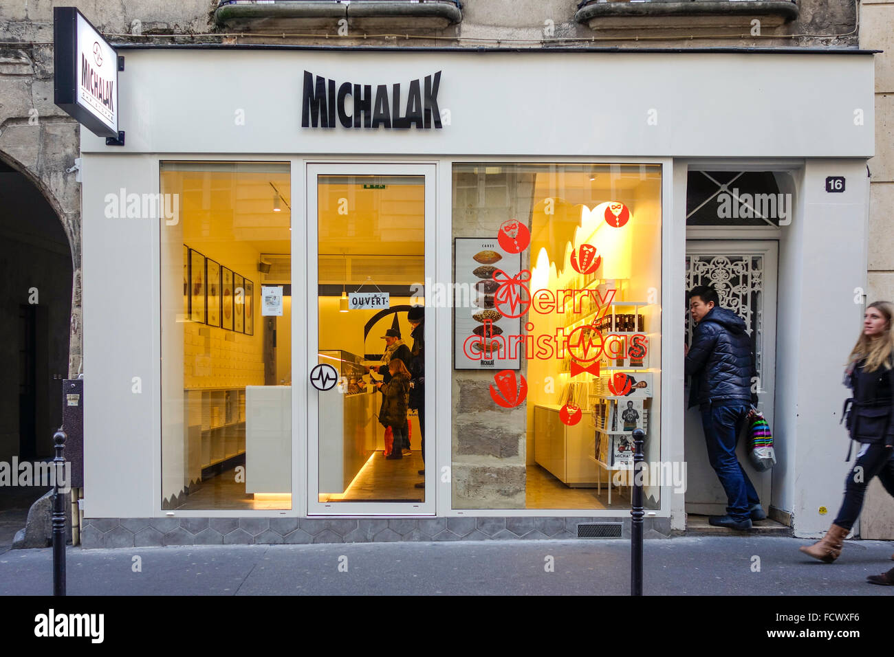 Michalak pastry store, shop, in the Marais, Paris. Stock Photo