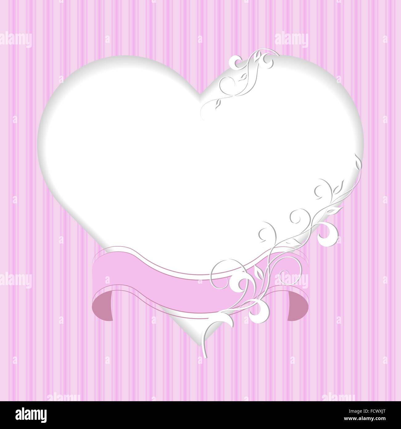 Vintage frame in shape of a heart with ribbon and plant pattern on pink  background Stock Vector Image & Art - Alamy