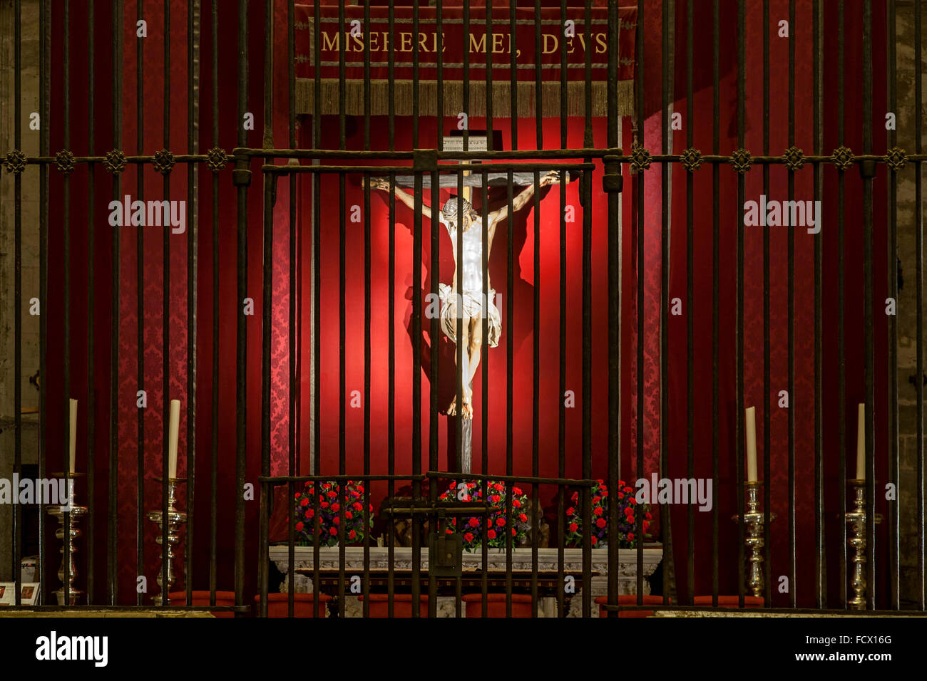 Statue of Jesus on the cross, Seville Cathedral, Seville, Spain Stock