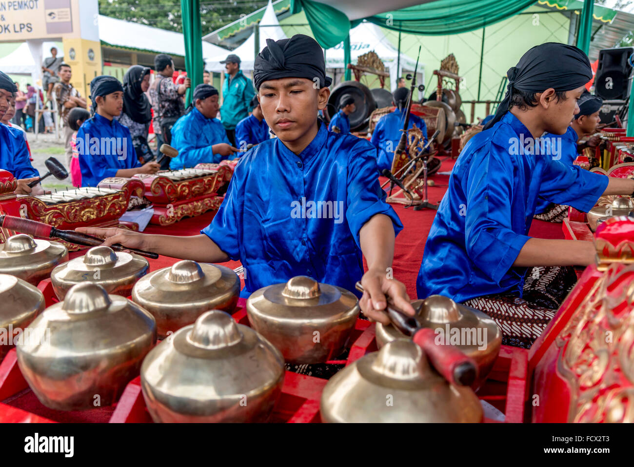 traditional gamelan ensemble during a festival in Yogyakarta, Java, Indonesia, Asia Stock Photo