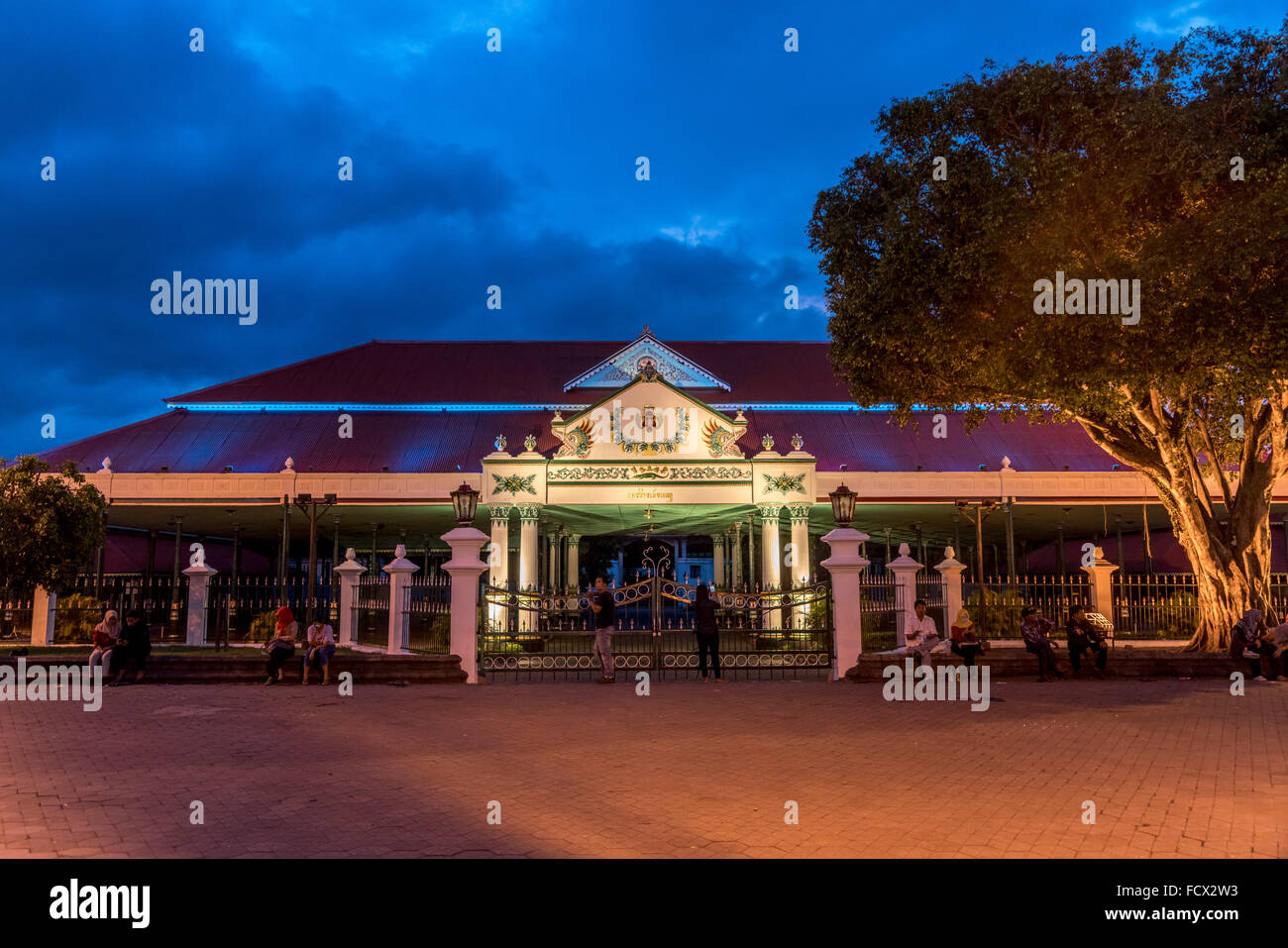 the Sultan's Palace / Kraton at night, Yogyakarta, Java, Indonesia, Asia Stock Photo