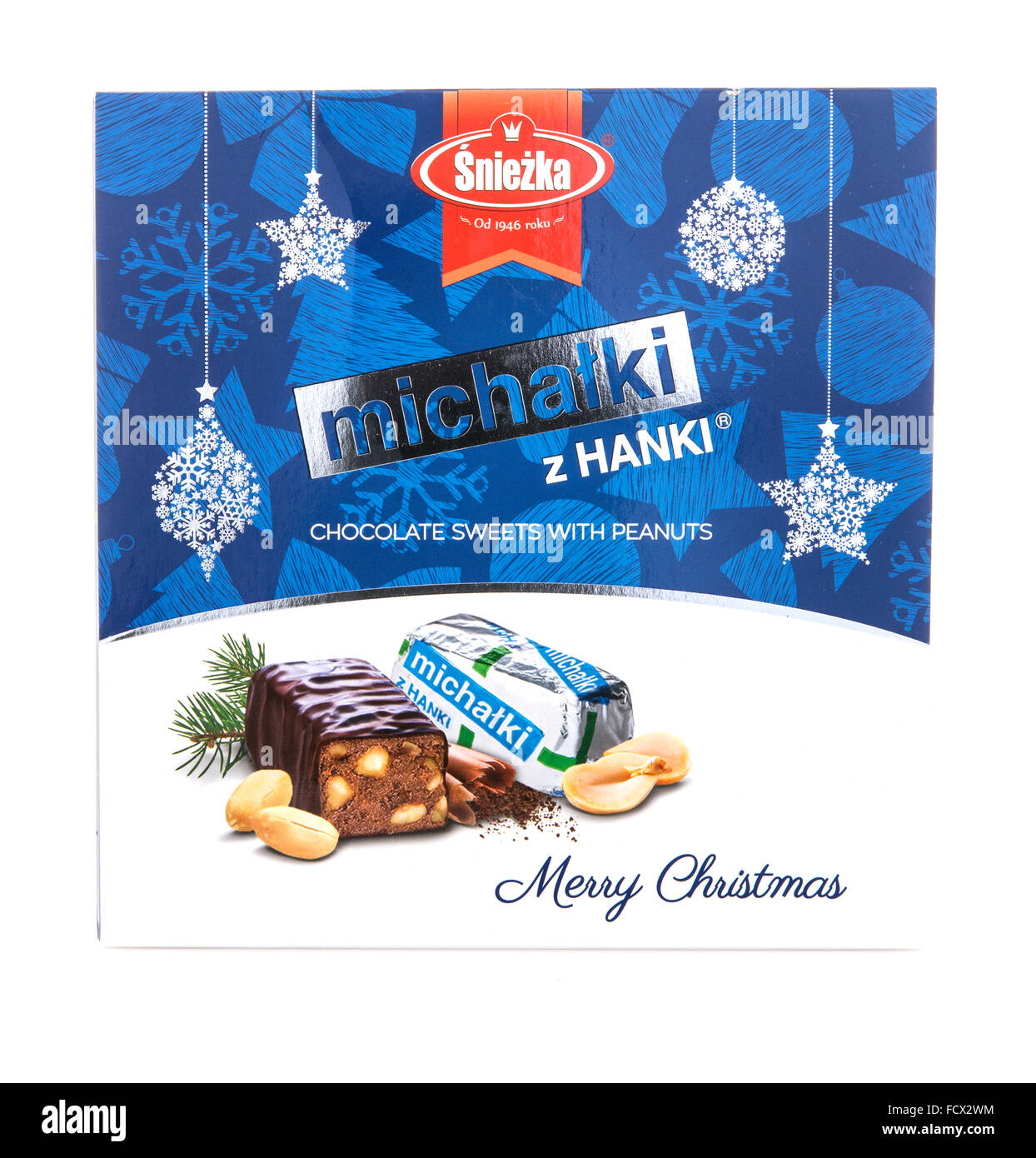 Michalki Polish Christmas Chocolates on a White Background Stock Image