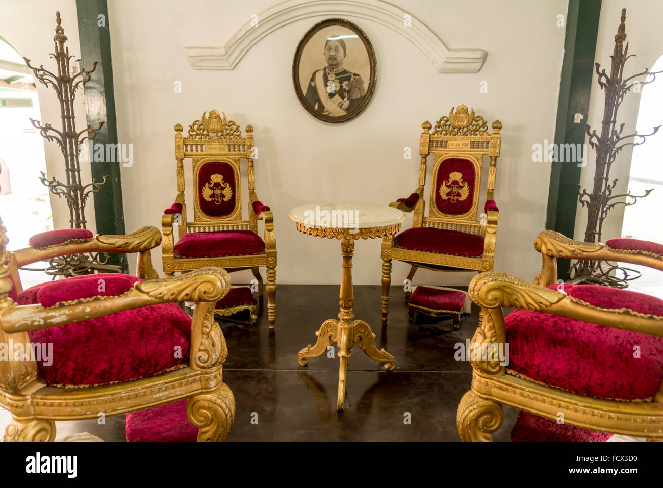 historic furniture  at the Sultan's Palace museum / Kraton, Yogyakarta, Java, Indonesia, Asia Stock Photo