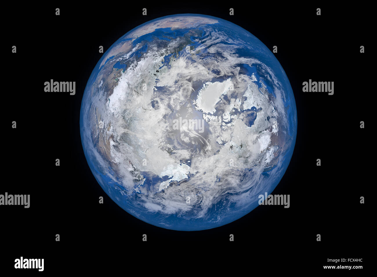 Planet Earth with Clouds and Atmosphere. Top  View. Elements of this image furnished by NASA Stock Photo