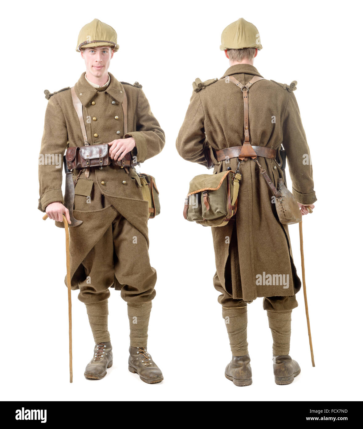 a french soldier in 1940's uniform, viewed from the front and back Stock  Photo - Alamy