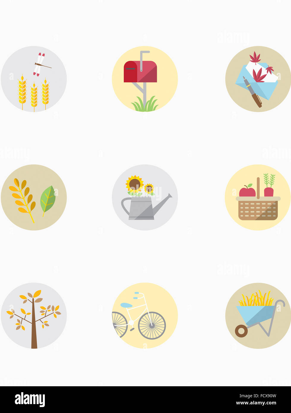 Set of various icons related to fall Stock Photo - Alamy