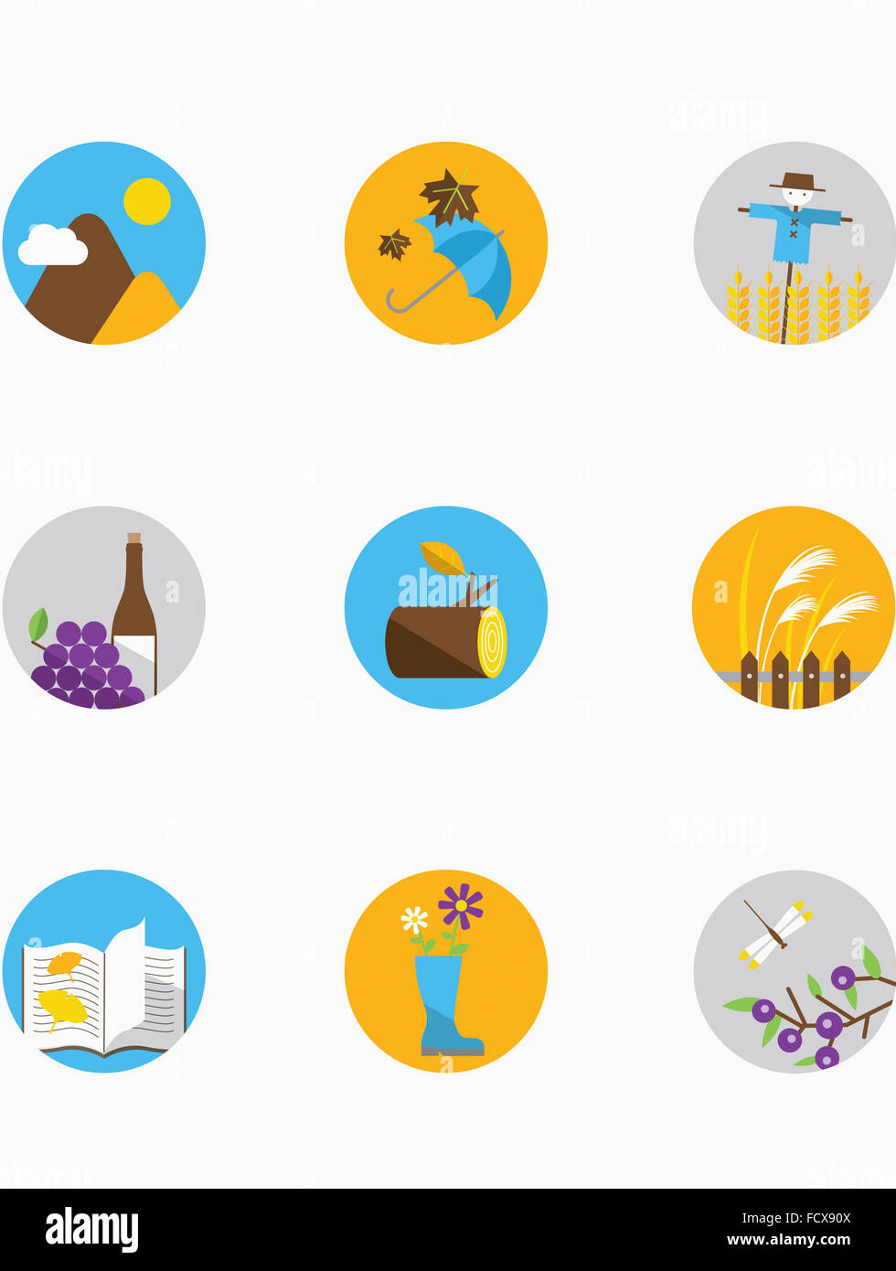 Set of various icons related to fall Stock Photo
